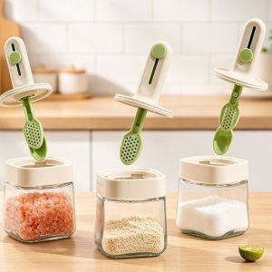 SKJK STUDIO 350ML Chai đựng gia vị có thể thu gọn Chống rò rỉ Đã bị niêm phong Lọ đựng gia vị bằng thủy tinh Đa chức năng Chống ẩm Hộp đựng muối Dành cho nhà bếp