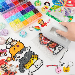 5mm 2.6mm Fuse Beads Kit 24/48 Colors Fuse Beads Set with Patterns Gifts for Kids Home School Arts and Crafts Project Art Decorations Toys Gift Set for Girls and Boys