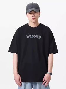 WASSUP HEODS潮牌短袖T恤男女潮牌重磅纯棉宽松百搭学生情侣上衣