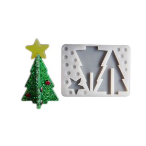 Silicone Ornament Mold Christmas Tree 3D Puzzle Crafting Moulds Easy to Clean Silicone Texture for Home Decorations