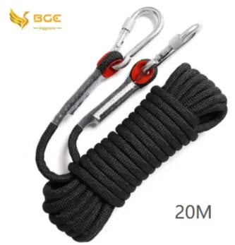 【Local seller】 20 meters 8mm Utility Rope with 2 Steel Carabiner Outdoor Activities Rescue/Safety/ Escape/Climbing Safety Rope Climbing Rappelling Rescue Escape