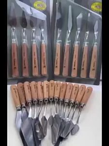 Bộ Bay Vẽ Tranh Marie’s GV405 Cán Gỗ Lưỡi Thép Không Gỉ Bay Trộn Màu Sơn Dầu Acrylic Dụng Cụ Tạo Vân Texture