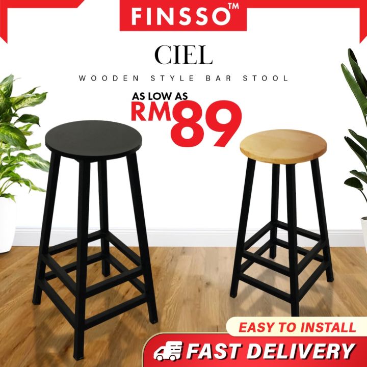 FINSSO: CIEL Bar Stool High Foot Round Stool | Lazada