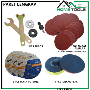 Set Lengkap Adaptor Konverter Mesin Bor Ke Gerinda Arbor Konektor Dudukan Amplas Dan Mata Potong 4Inch