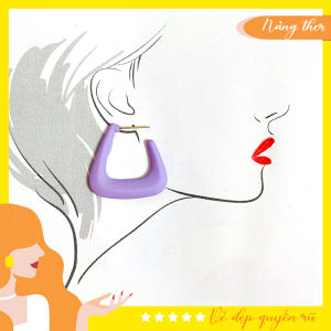 Khuyên tai - bông tai thời trang tam giác màu tím Nàng Ther 05
