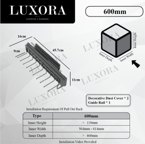 LUXORA Carbon Steel with Flocking Strips Wardrobe Pull Out Clothes Hanger Rack Sliding Closet Rod Organizer Drawer Rack