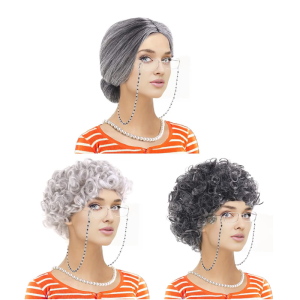 Halloween Old Lady Costume for Kids Girls 100 Day of School Grandma Costume Novelty Granny Cosplay Costume Accessories