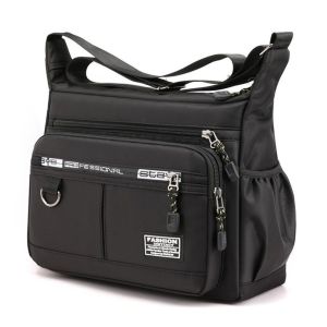 QNQN 2025 กระเป๋าสะพายสะพายสะพายสำหรับผู้ชาย Vintage Large Capacity Letter Casual Mens Large-capacity Business Shoulder Bag Retro Outdoor Crossbody Bag Protable Waterproof Multi Pocket Bag