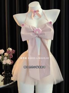 CP35 Váy ngủ đính nơ dáng xoè quyến rũBộ đồ ngủ hoá trang cosplay dáng xoè gợi cảm CP35