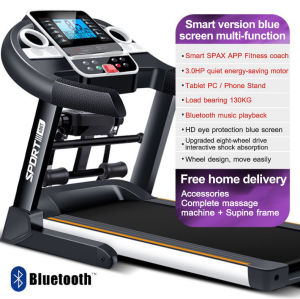 3.5HP treadmill exercise machine Large blue screen can automatically adjust the slope 53CM long runway4-fold shock absorption system with stereo speakers foldable luxury threadmill Two high-configuration commercial treadmills