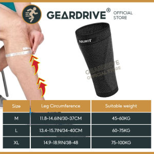GEARDRIVE 1Pc Calf Compression Sleeves/Footless Compression Socks Support for Varicose Veins Running/Leg Sleeve Brace for Shin Splints Pain Relief and Reduces Swelling