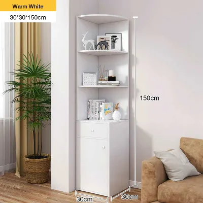 Nordic Corner Cabinet With Drawer Door Multi Tier Open Shelf Storage Rack Almari Sudut Bilik