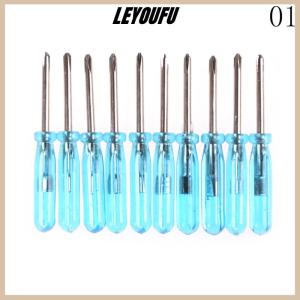 LEYOUFU 10pcs Plastic Handle Stubby Mini Pocket Cross Flathead Screwdriver Tool