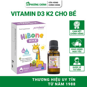 Vitamin D3 K2 Cho Bé Activmedi Hibone Max Hỗ Trợ Xương Răng Chắc Khoẻ Giảm Nguy Cơ Còi Xương 20ml