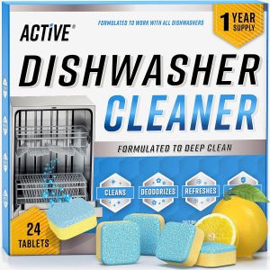 Dishwasher Cleaner & Deodorizer Tablets (24 Tablets 11g/tablet) – Deep Descaling for Limescale Grease & Odors – Septic Safe – Monthly Maintenance Supply