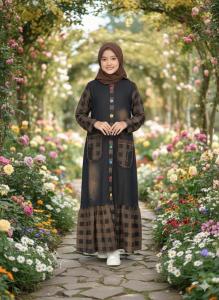 cheriz gamis anak  lepis anak kids denim baju terbaru adem umur 7-14 tahun COD