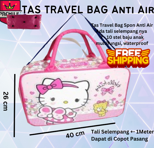 BGC Tas Travel Bag Koper BESAR Anti Air Spon Hello Kitty 40 x 17 x 26 Tas  Mudik Tas Lebaran Tas Koper