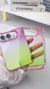 with Central Axis Transparent Color Gradient Hard PC Folding Shockproof Phone Case for iPhone Ultra Bumper Cover