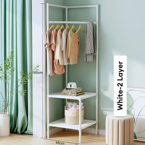 Modern double-layer storage rack/simple household coat rack/clothes rack floor-standing bedroom bedside storage rack/space-saving