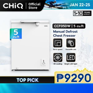 CHiQ 5 cu.ft Chest Freezer CCF05DW Direct Cool 4D Cooling refrigerator Energy Saving Manual Defrost Meat Freezer Hovering Door from 45°-75° With LED Lamp Vertical Handle with a Combined Lock Conversion10 Years compressor Warranty