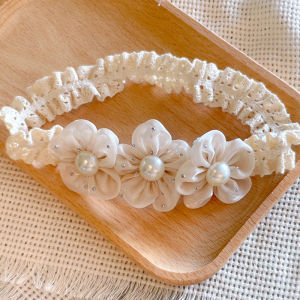 Hoa bé bờm tóc công chúa ngọc trai ngọt ngào nữ hoa băng đô co giãn trăm ngày mũ nón