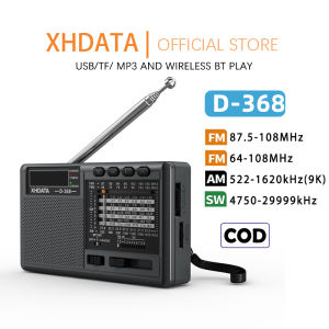 XHDATA D-368 Radio Âm Thanh Nổi FM AM SW Xách Tay Radio Loa Bluetooth Mini Mới Radio Receiver Wireless Stereo MP3 Player With TF Card Jack USB Radio