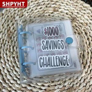 [COD] SHPYHT TOY Savings Challenge Book Saving £1000 Money Binder Mini Portable Money Book Saving Loose-leaf Notebook Cash Budget Storage Book