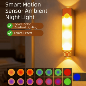 EKILLERLY ic Suction LED Cabinet Lamp Intelligent Sensor Rechargeable Long Strip Lamp Energy Saving RGB Gradient Wall Lamp Kitchen Use