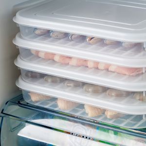 Yumeya Transparent Food Storage Box with Lid PP Seafood Fish Refrigerator Organizer Kitchen Tools不沾底鱼肉大排保鲜盒冰箱培根密封冷藏盒海鲜冷冻收纳盒