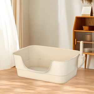 รุ่นใหม่ กระบะทรายแมวขนาดใหญ่ ห้องน้ำสัตว์เลี้ยง แบบกึ่งล้อมรอบ ภาชนะเปิด