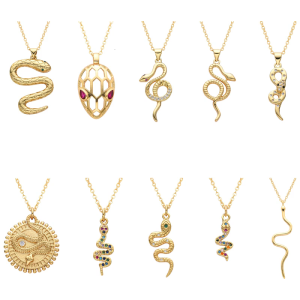 Elegant Snake Pendant Necklace Party Snake Theme Neck Copper Texture Suitable for Women and Ladies