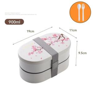 Japanese Cherry Blossom Lunch Box with Tableware Microwave Bento Boxes Soup Cup Portable Student Double-layer Lunch Food Box2026