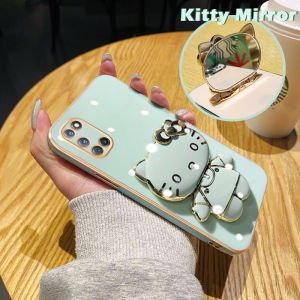 Casing Ponsel untuk OPPO A92 A52 A72 A91 F15 A74 F19 A95 F19s Reno 6 Lite Reno 3 Case kartun Hello Kitty Softcase lapisan perbatasan Casing Gel silika wadah Kesing HP penutup lensa kamera Phone Stands