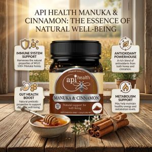 ApiHealth New Zealand Manuka Honey & Cinnamon Extract 250g MGO 100+ Blood Sugar Heart Defense