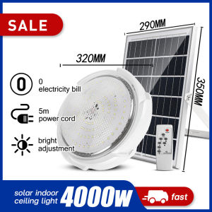 [2024 Upgraded Hot Sale] Solar Ceiling Light Solar Light 5000W Ceiling Light Outdoor Waterproof IP69 Indoor Light 800000mAh Solar 9730led Square Automatic Night Light with Remote Control 0 Electricity Bill All Year Round