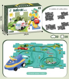 ตัวต่อของเล่นของเล่นเด็กรถราง DIY 5ใน1รางรถไฟบล็อคก่อสร้างแทร็กรถไฟแม่เหล็กของเล่นของขวัญวันเกิดเด็กสำหรับเด็กผู้ชาย