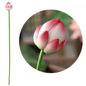 FUNG Artistic Landscape Artificial Flower Long Stem DIY Decoration Simulated Lotus Flower Home Ponds Decor Props Lotus Leaf Wedding Decoration