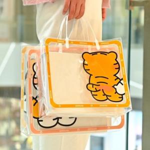 Túi nhựa trong suốt túi xách hình hộp set 3 túi trong suốt hình con hổ đựng đồ chống nước tiện lợi