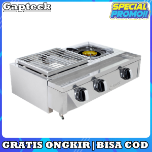 SANEX SN KKP128 Kompor Gas 2IN1 Kompor + Panggangan Bergaransi Resmi SNI BONUS SELANG REGULATOR