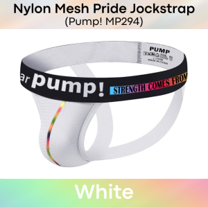 Mens Jockstrap: Nylon Mesh "Strength comes from pride" Jockstrap Underwear (MP294)
