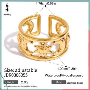 ส่วนลด 10 บาท สำหรับการซื้อ 1 ชิ้น แหวนชุบทอง สีมินิมอลเปิดแหวนออกแบบให้เป็นของขวัญเครื่องประดับสเตนเลสกันน้ำ