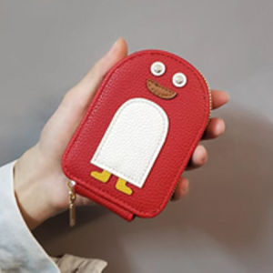 Cartoon Penguin National Tide organ card pack Zipper Credit Card Holder Pocket Wallets