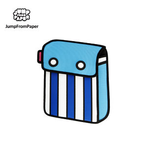 JumpFromPaper Tropical Fish-Blue Hand Bag JFP017 卡通手拿包Vertical stripes Clutch Purse2D Drawing Cartoon Clutch bagCute Comic Hand BagBig Canvas Clutch Handbags Walllets for men