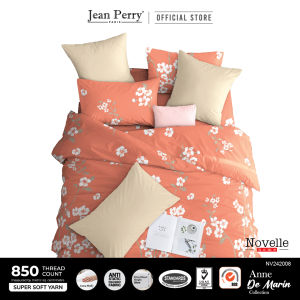 Jean Perry - Novelle Anne De Marin Comforter Set - Super Soft Yarn 850TC Floral Pattern Light Blue and Beige Bedding Set