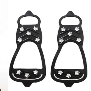 1 Pairs Non Slip Gripper Spike Shoe Grips for Ice with 8 Studs Crampons for Hiking Fishing Walking Mountaineering