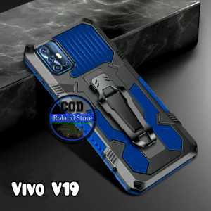 Casing HP untuk Vivo V19 Case Armor Belt Clip Kickstand Hardcase Robot Terbaru  i-Crystal