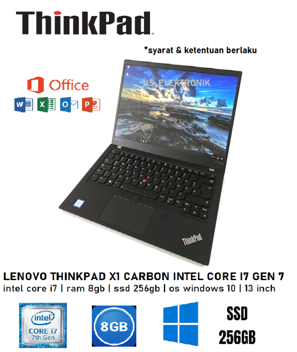 LAPTOP SLIM LENOVO X1 CARBON CORE I7 GEN RAM 8GB/256SSD WIN 10