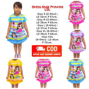Baju Anak Modern - Daster Anak Perempuan Usia 2-13 Tahun Motif Printing LOL - Bahan Katun Premium, Full Printing (Pilihan Warna dan Ukuran)