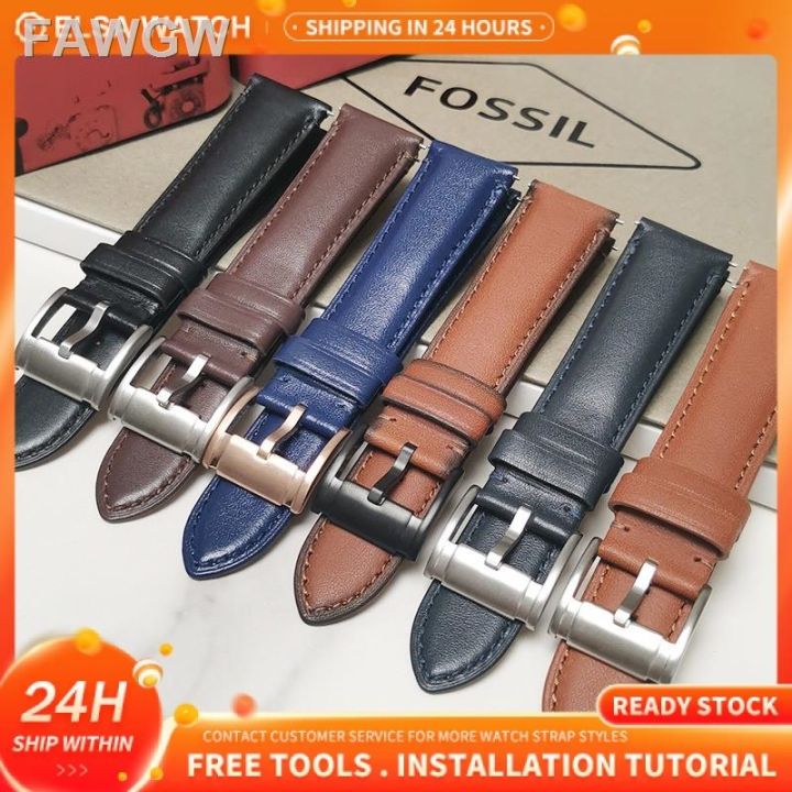 FOSSIL Leather Strap 22mm 24mm tali jam kulit Universal Quick Release Spring Bar Watchband Leather No Tools Needed Lazada