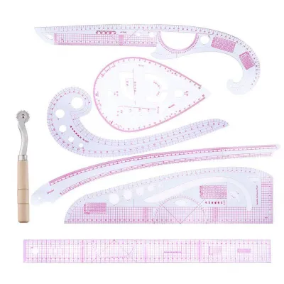 7pcs Penggaris Pola Jahit Set Penggaris Gambar Menjahit Pakaian Baju Quilting Patchwork Ruler Multi Function Sewing Rulers